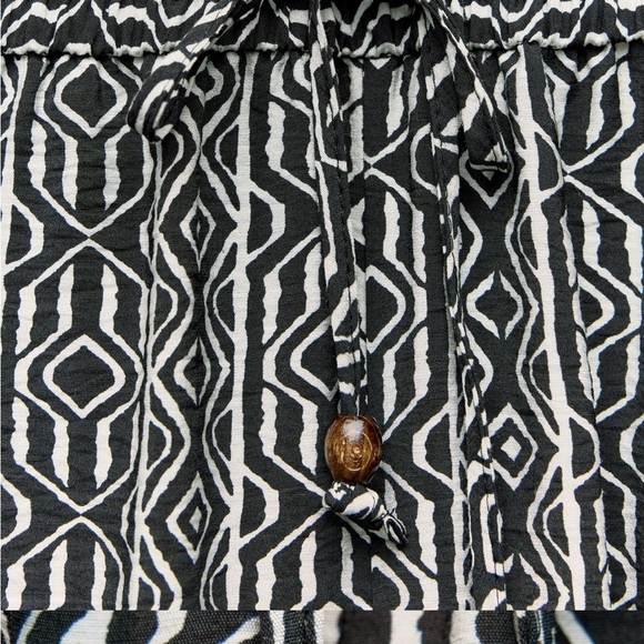 ZARA // Black and White Geometric Wide Leg Pants - Picture 3 of 6